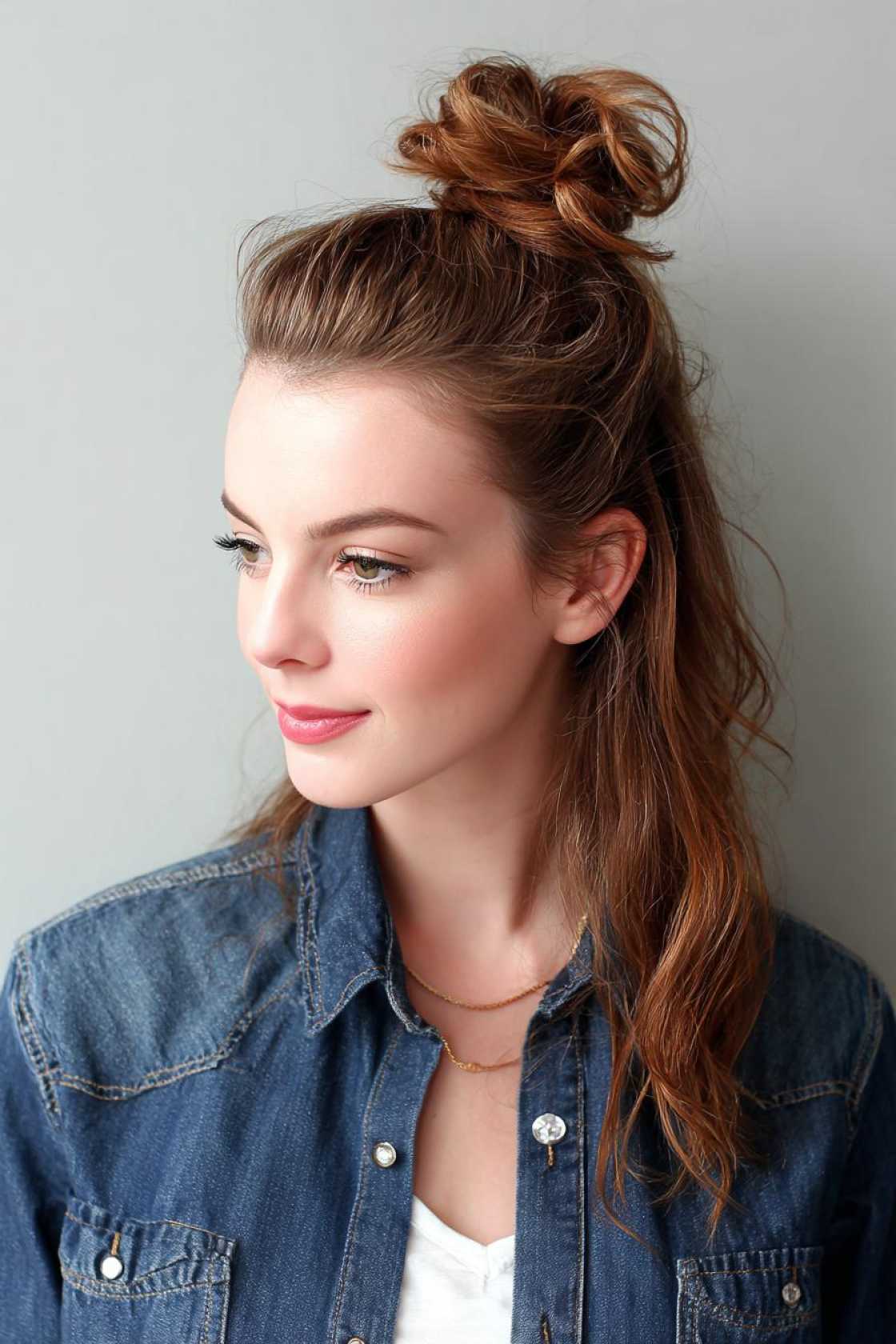14+ Course-Ready Golf Hair Looks (Stay-Put Buns & Twists) - 2. Half-Up Bun