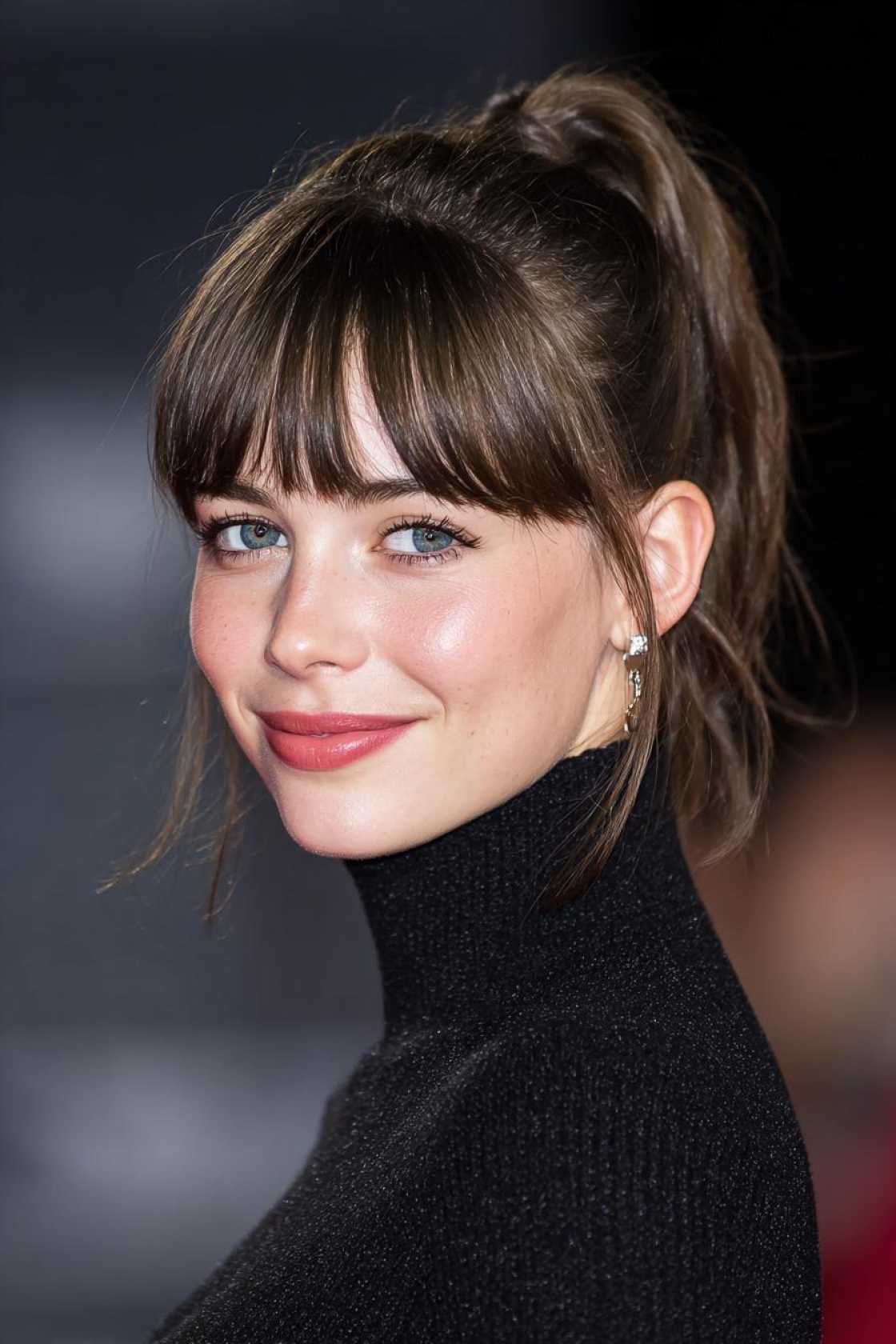 19+ Cute Ways to Wear Your Hair Up (Top Knots & Face-Framing Looks!) - 2. High Ponytail with Bangs