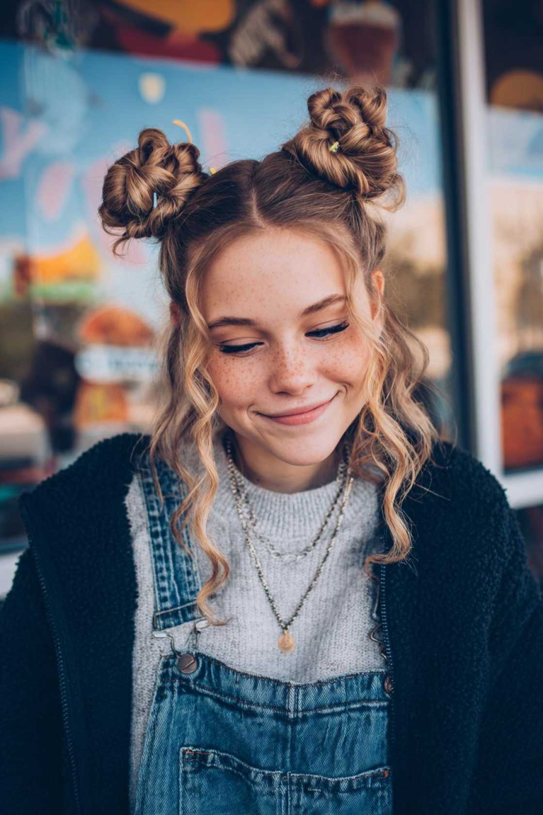 19+ Cute Ways to Wear Your Hair Up (Top Knots & Face-Framing Looks!) - 16. Space Buns
