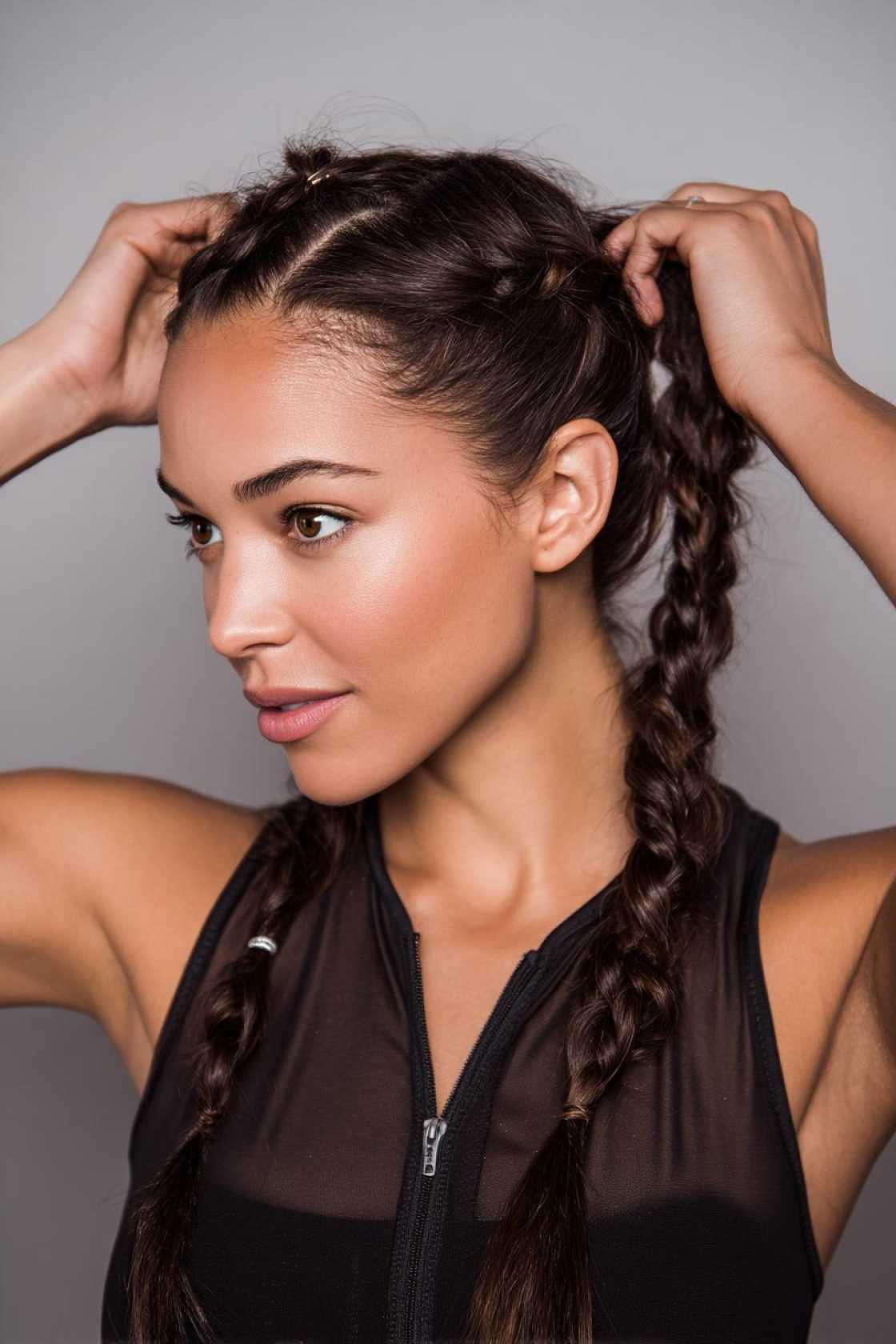 21+ Cute & Waterproof Hair Ideas for the Beach (Buns & Wraps) - 4. The Twisted Ponytail