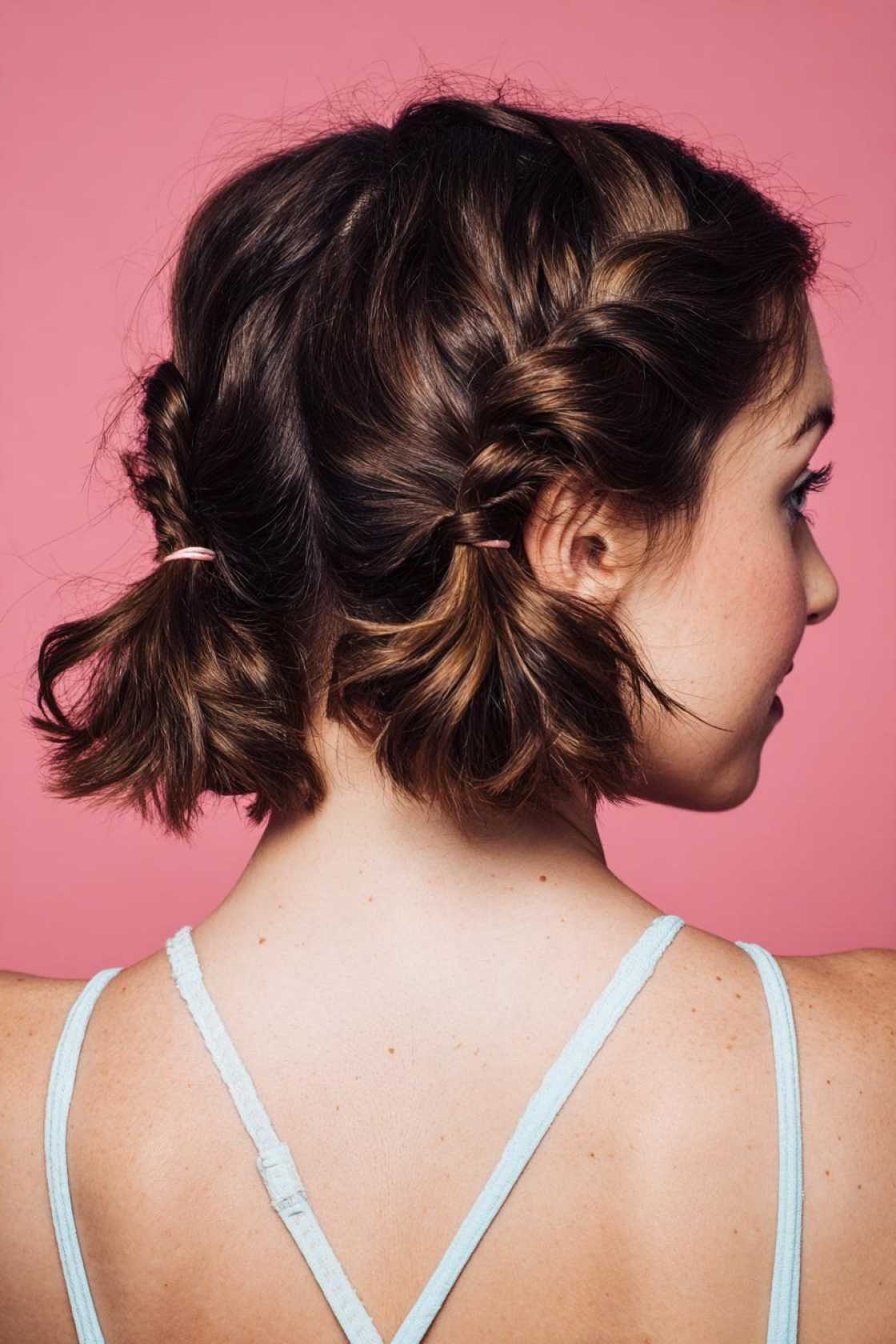 23+ Easy Short Hair Looks for Hot Weather (Headbands & Twists!) - 9. Twisted Pigtails