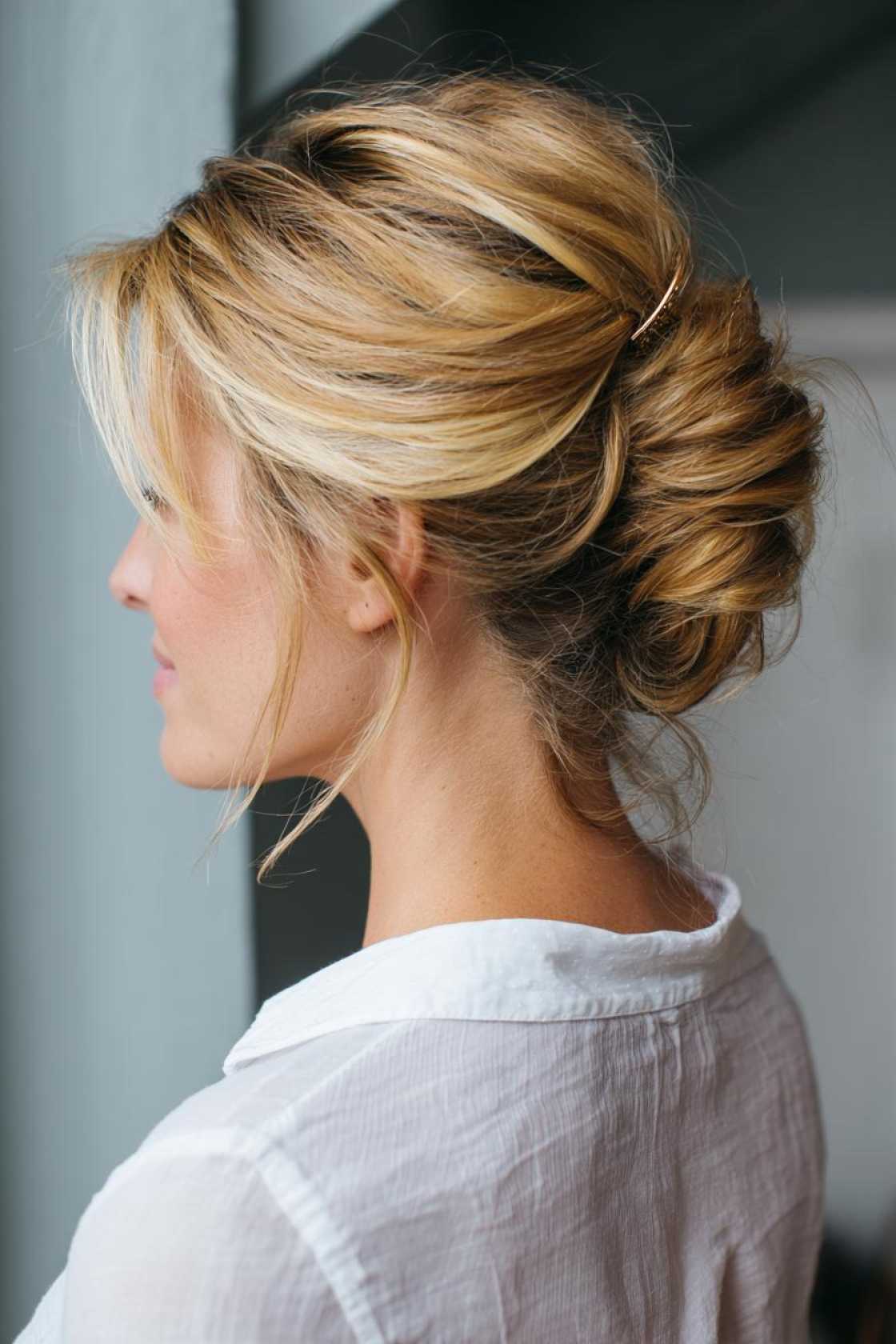 23+ Effortless Messy Claw Clip Hairstyles (Quick Twists & Buns!) - 14. The French Twist Alternative