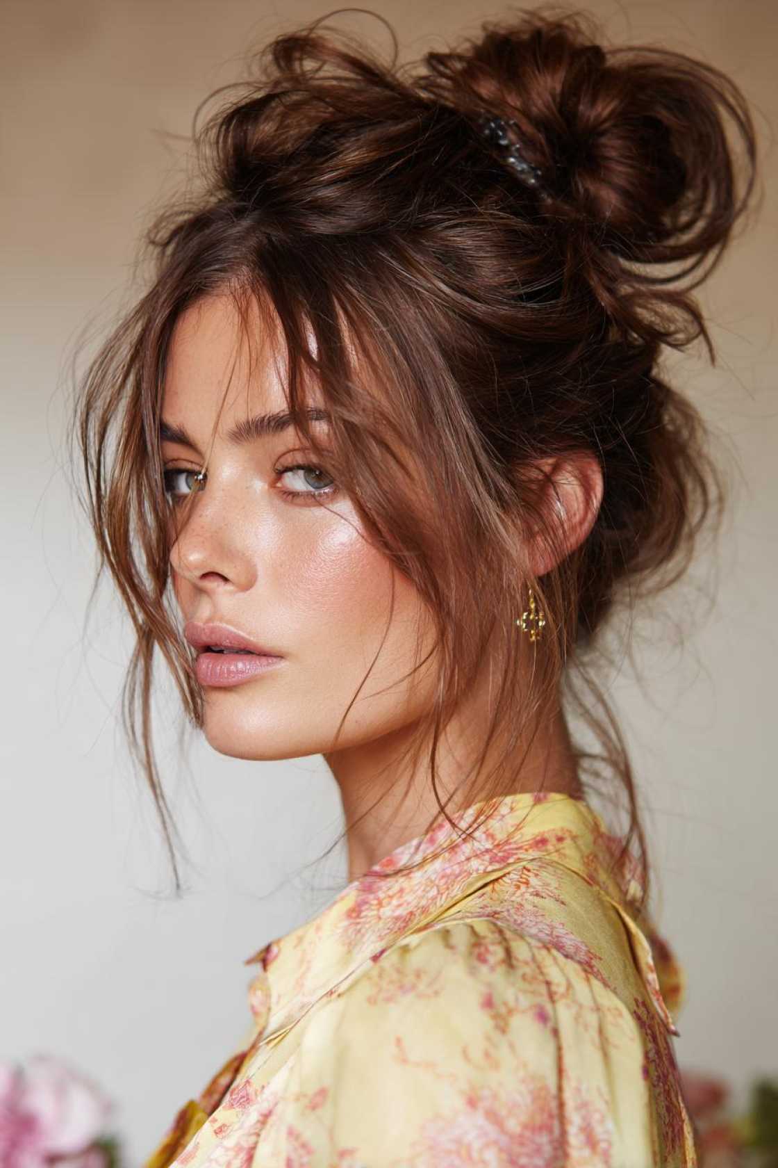 23+ Effortless Messy Claw Clip Hairstyles (Quick Twists & Buns!) - 6. The High Knot Alternative