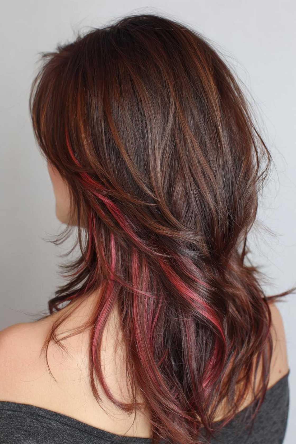 15+ Delicious Cherry Cola Hair Color Ideas for a Rich & Vibrant Look. - 3. Cherry Cola with Peek-a-Boo Highlight