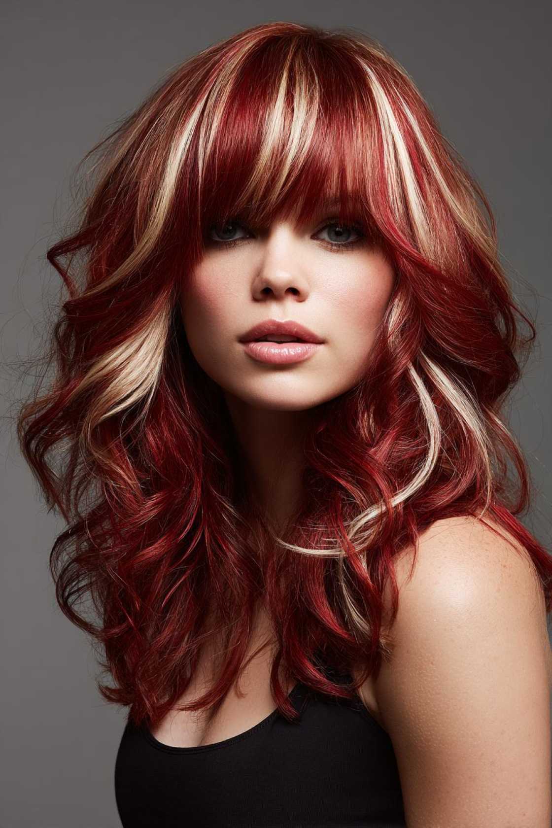15+ Delicious Cherry Cola Hair Color Ideas for a Rich & Vibrant Look. - 1. Cherry Cola with Blonde Highlights