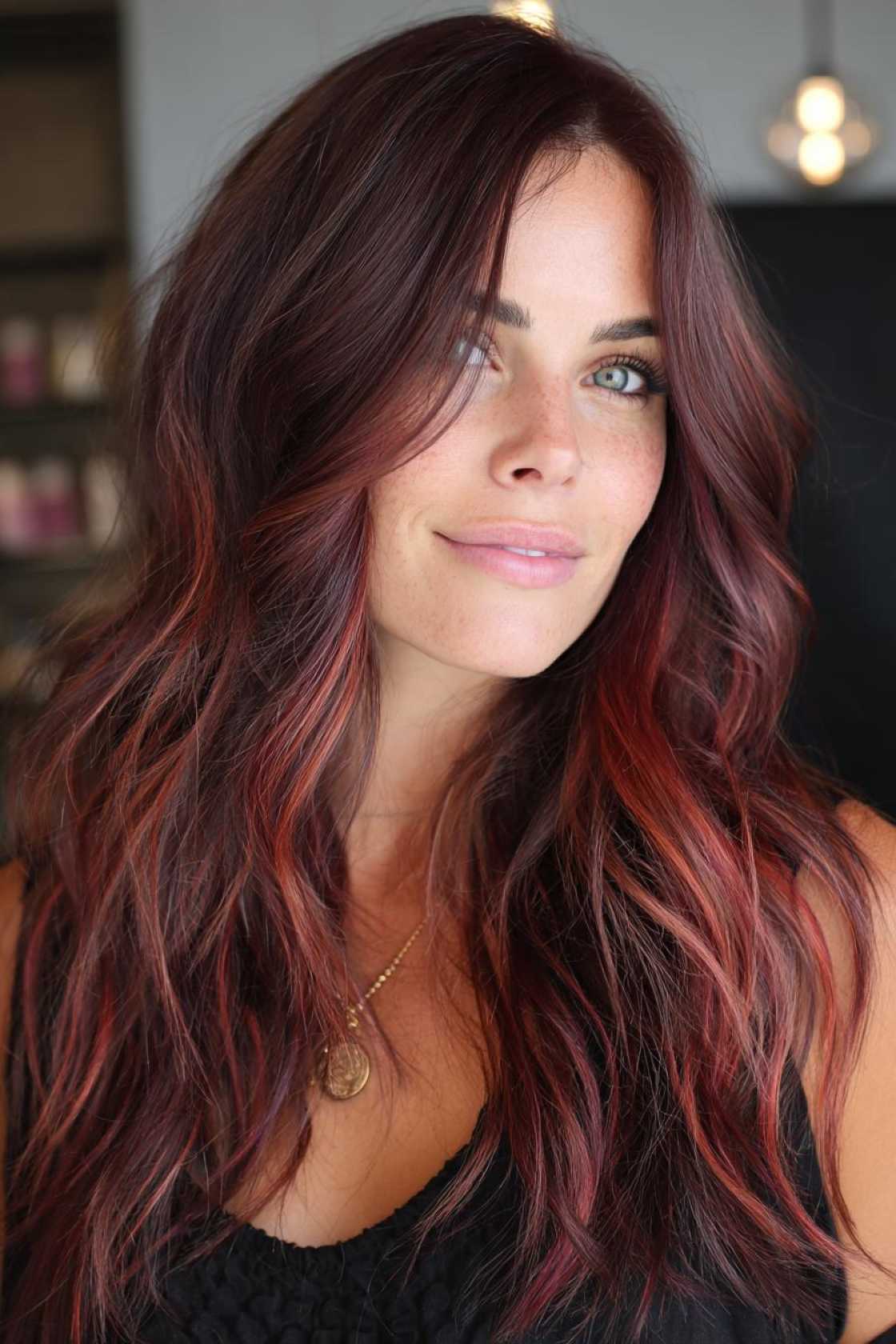15+ Delicious Cherry Cola Hair Color Ideas for a Rich & Vibrant Look. - 12. Cherry Cola Money Piece