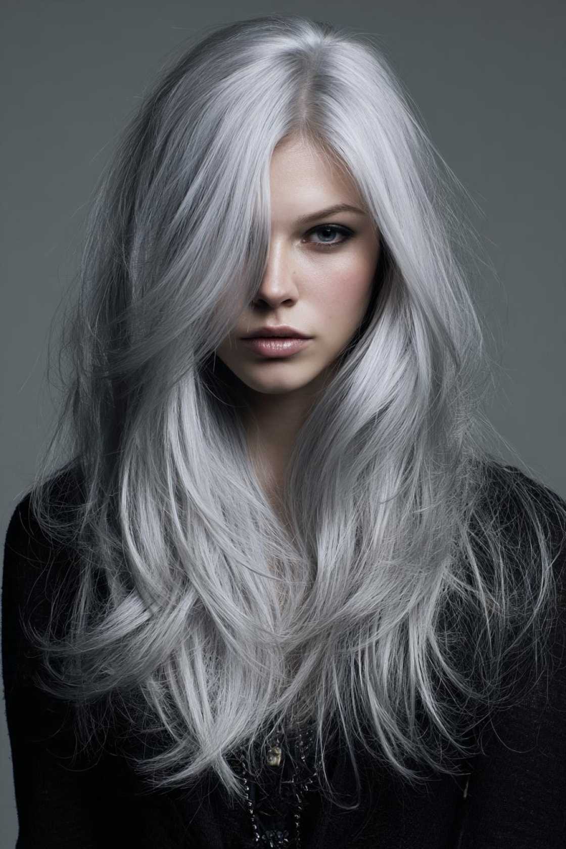 15+ Stunning Gray Blending Ideas for Dark Hair (Embrace Your Grays Gracefully!). - 7. Platinum Gray Blending