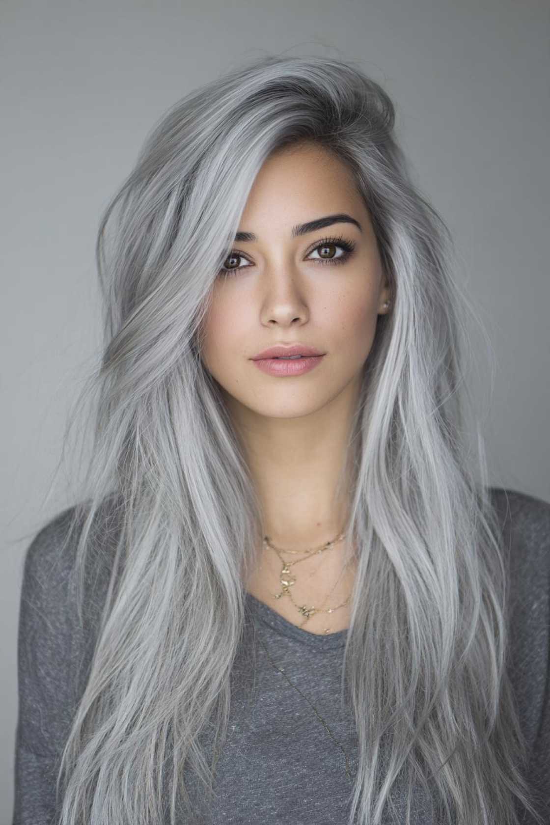 15+ Stunning Gray Blending Ideas for Dark Hair (Embrace Your Grays Gracefully!). - 3. Icy Gray Blending