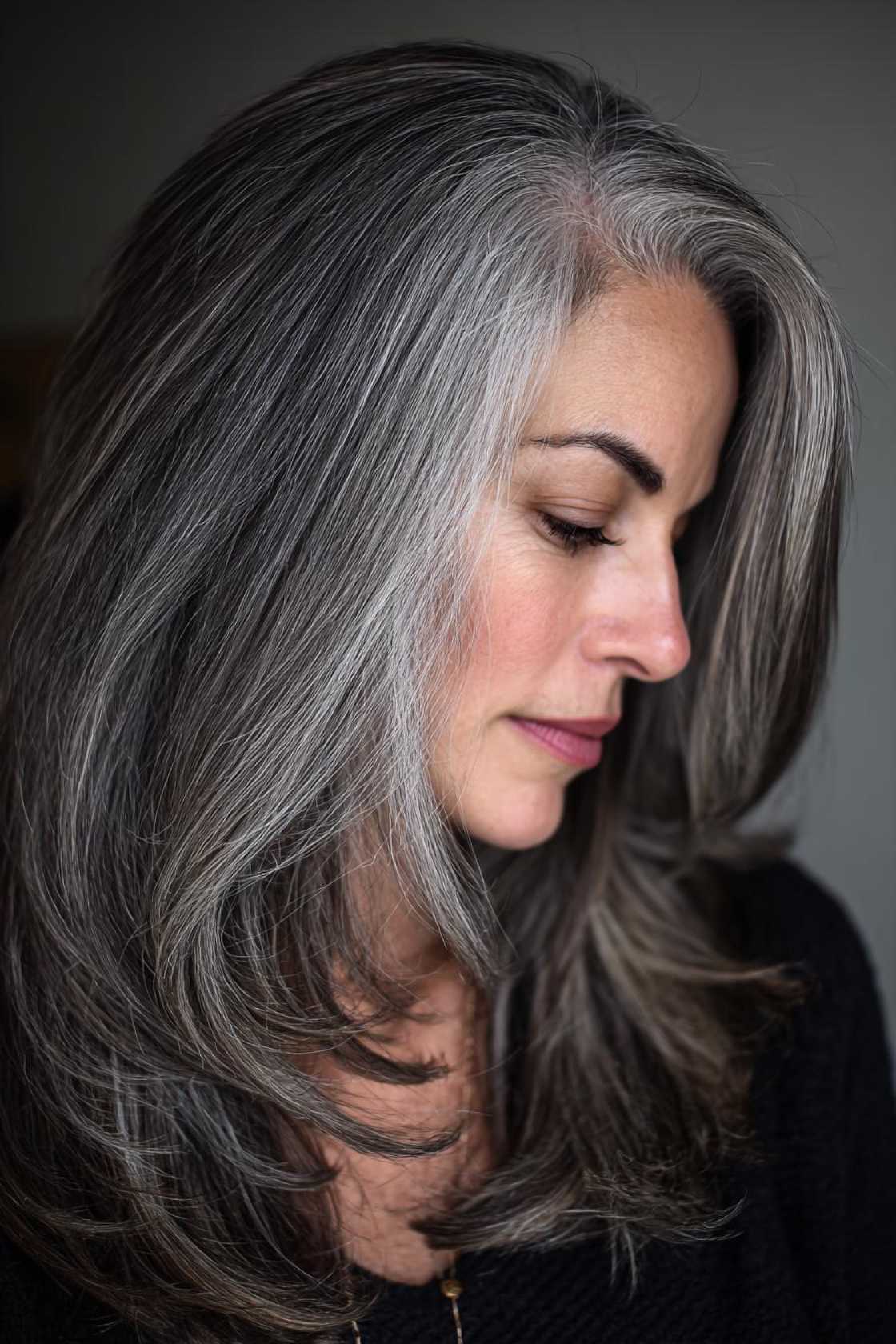 15+ Stunning Gray Blending Ideas for Dark Hair (Embrace Your Grays Gracefully!). - 1. Shadow Root with Gray Ends