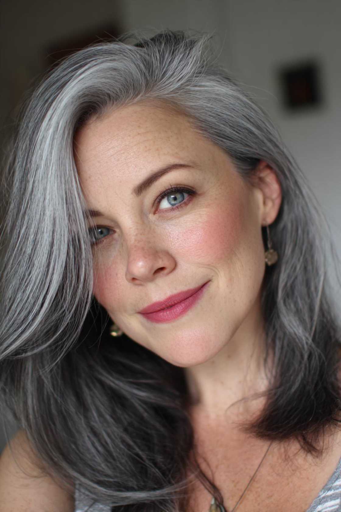 15+ Stunning Gray Blending Ideas for Dark Hair (Embrace Your Grays Gracefully!). - 12. Face-Framing Gray