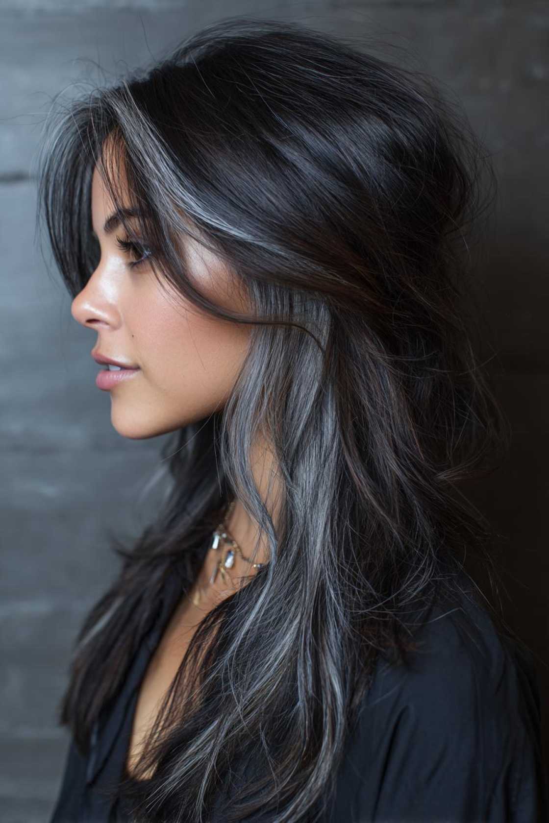 15+ Stunning Gray Blending Ideas for Dark Hair (Embrace Your Grays Gracefully!). - 11. Underlayer Gray