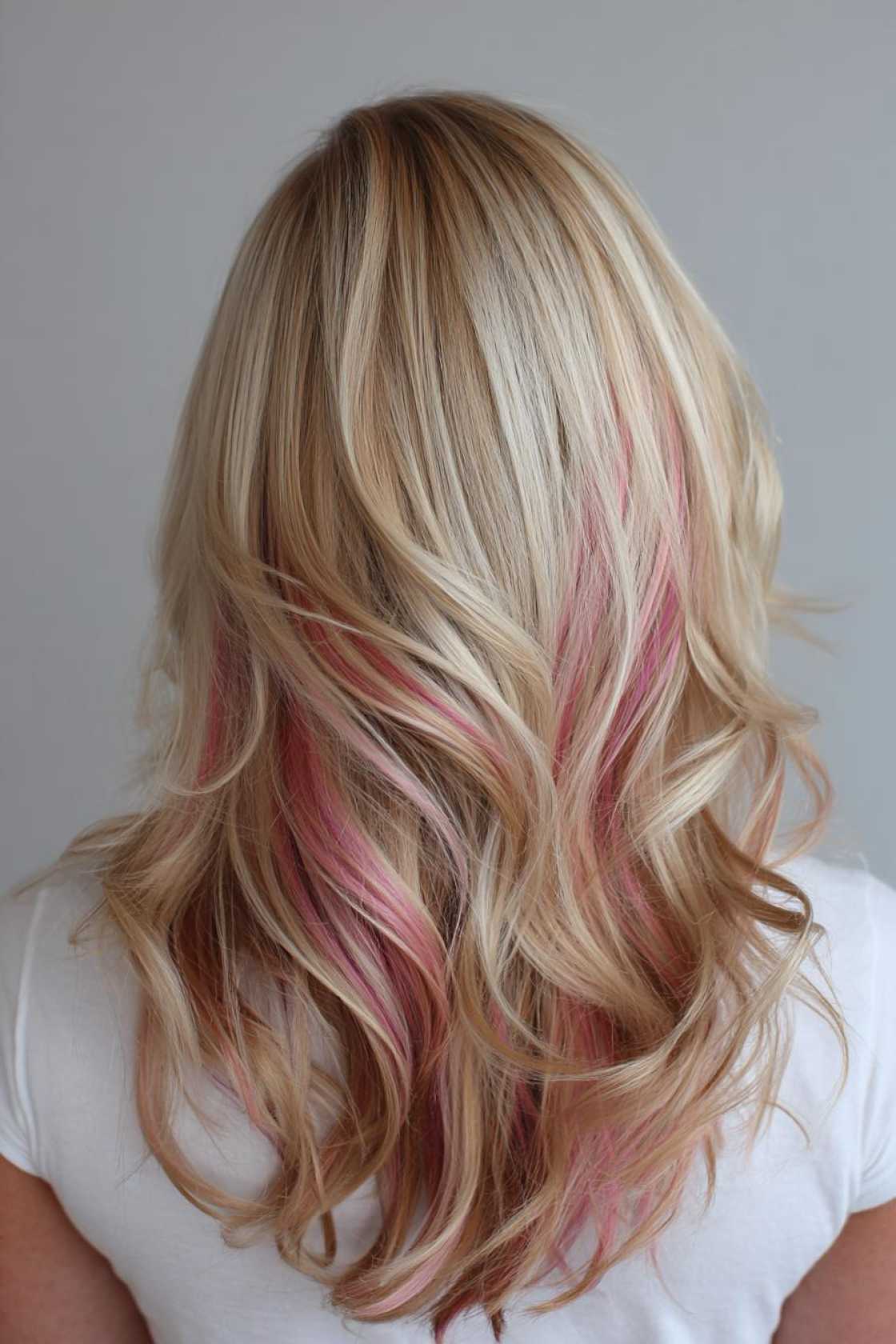 Craving a Sweet Change? 12+ Irresistible Neapolitan Hair Highlight Looks. - 11. Blonde with Pops of Pink and Brown