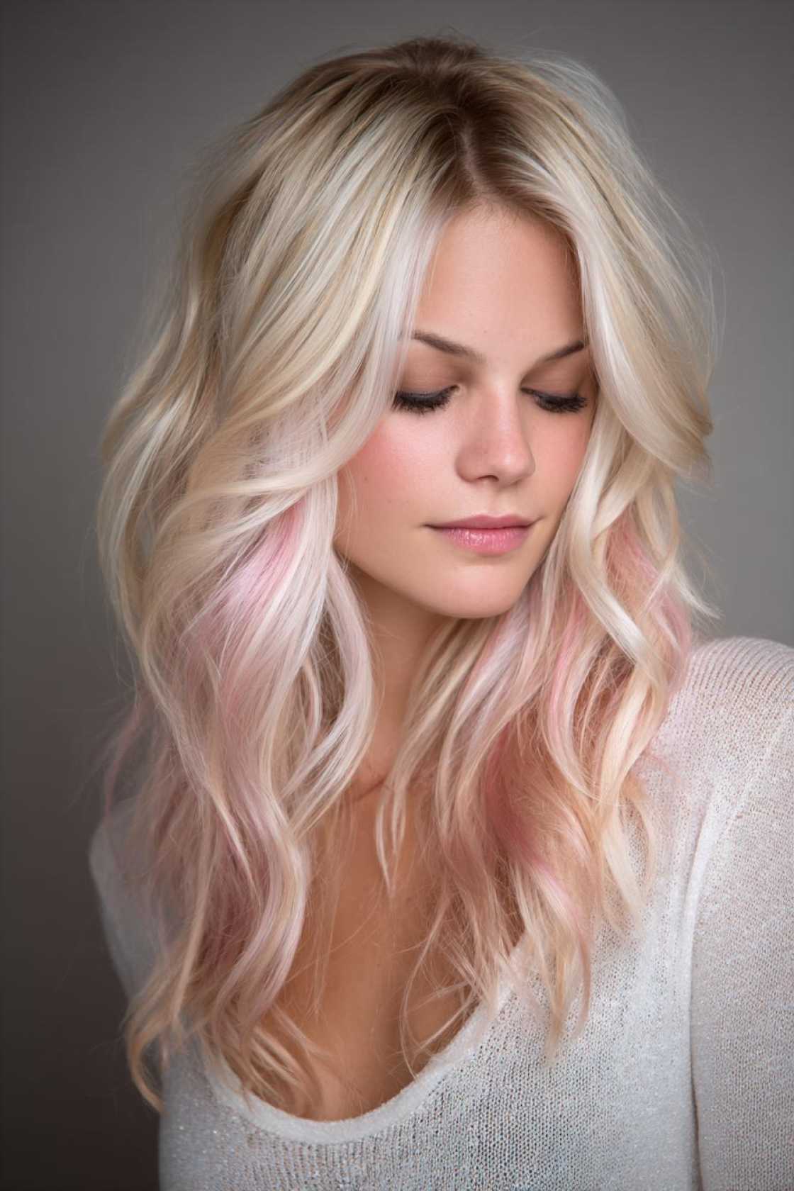 Craving a Sweet Change? 12+ Irresistible Neapolitan Hair Highlight Looks. - 10. Pastel Pink and Creamy Blonde