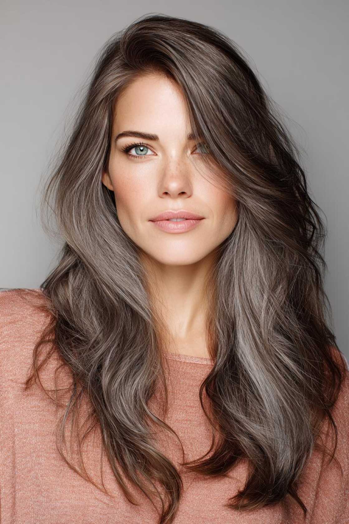 Low-Maintenance Magic: 20+ Gray Blending Looks for Dark Hair That Grow Out Beautifully. - 6. Cool Brunette with Gray