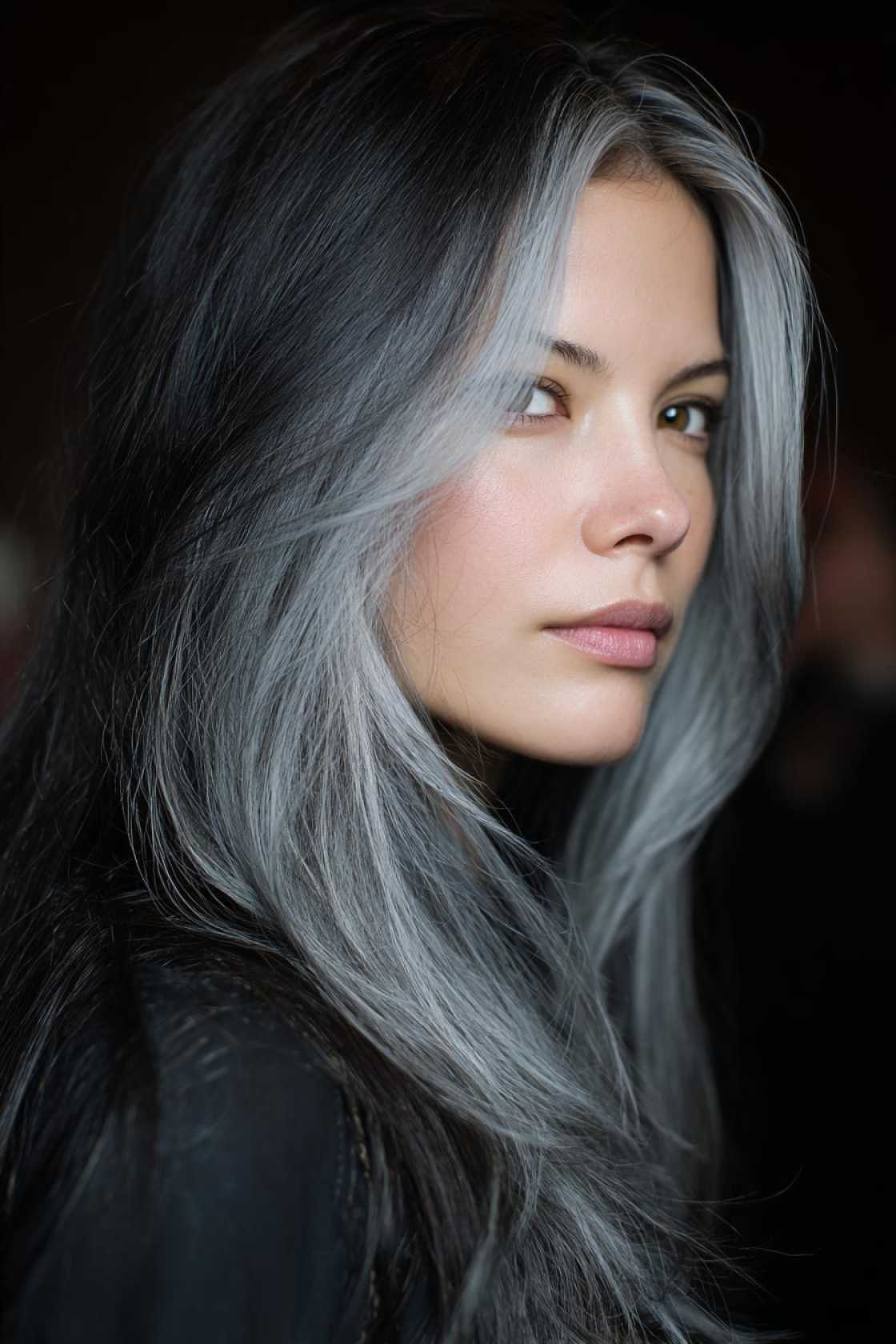 Low-Maintenance Magic: 20+ Gray Blending Looks for Dark Hair That Grow Out Beautifully. - 17. Frosted Tips