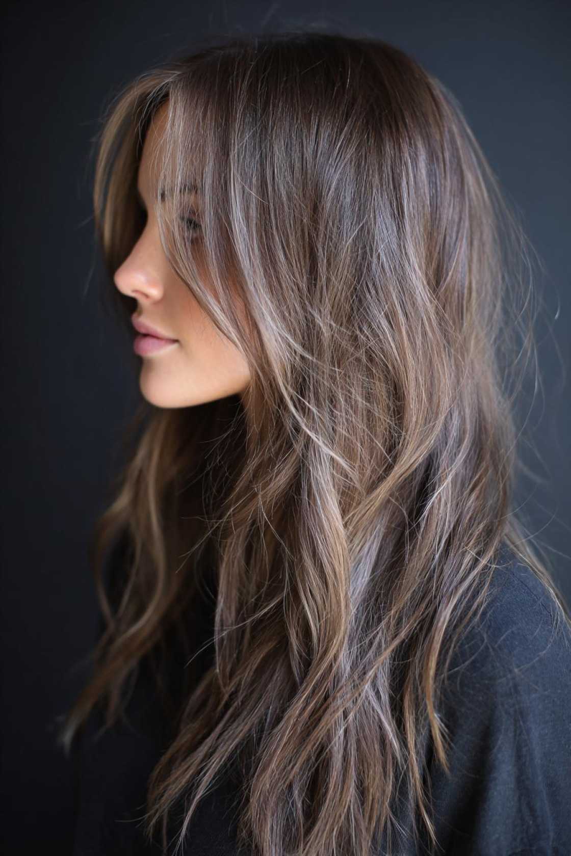 The Art of Understated Glam: 10+ Sophisticated Color Enhancements for Brunettes. - 5. Ash Brown Babylights