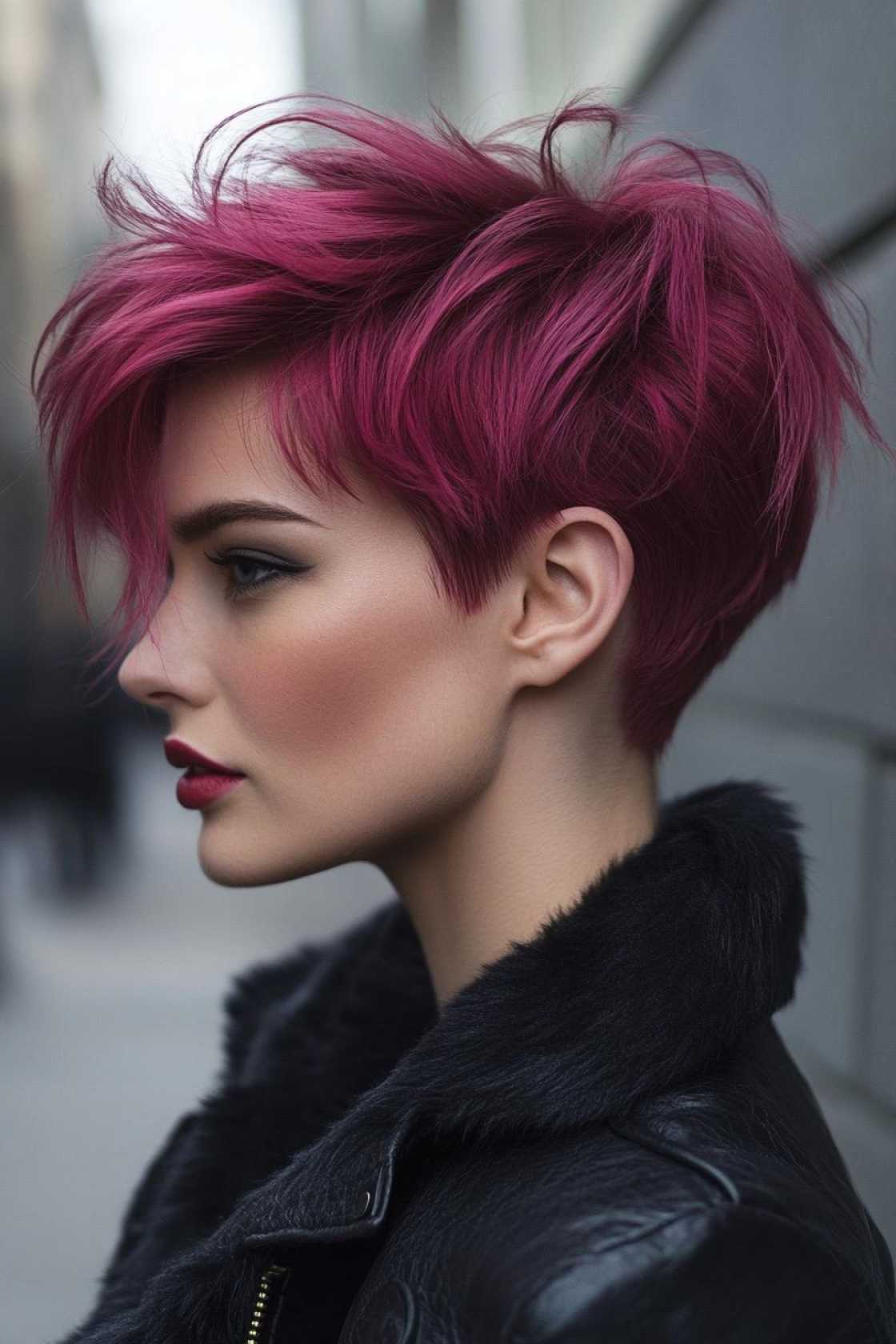 12+ Pink Wolf Cut Hairstyle Ideas Mixing Rough Layers with Feminine Color - 5. Dark Cherry Pink Wolf Cut