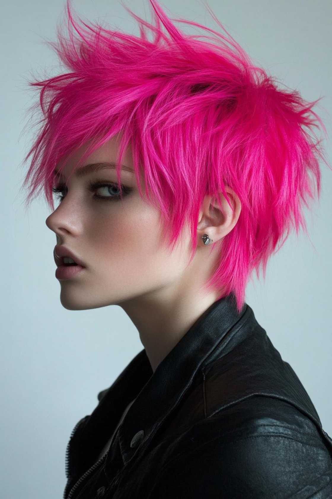 12+ Pink Wolf Cut Hairstyle Ideas Mixing Rough Layers with Feminine Color - 3. Electric Fuchsia Wolf Cut
