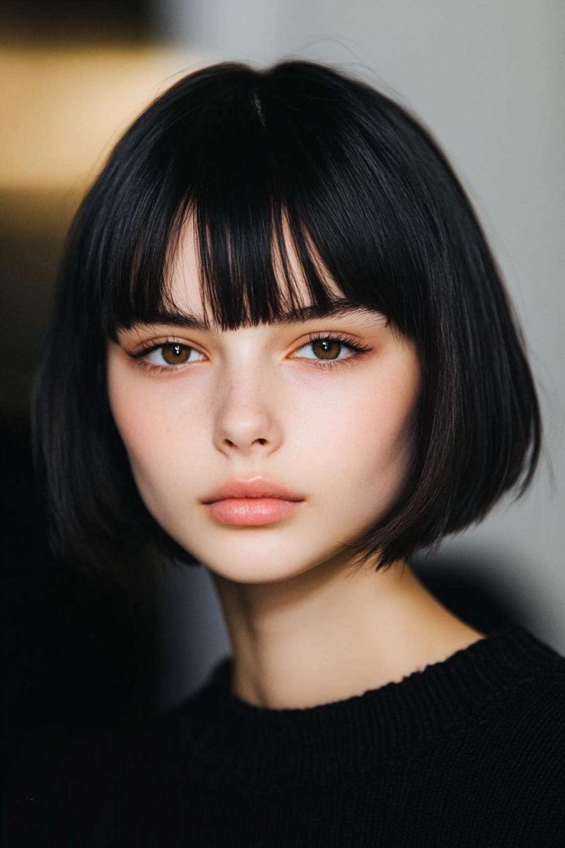 Bold & Beautiful: 12+ Short Haircuts with Bangs That Add Instant Edge - 10. The Blunt Cut with Full Bangs