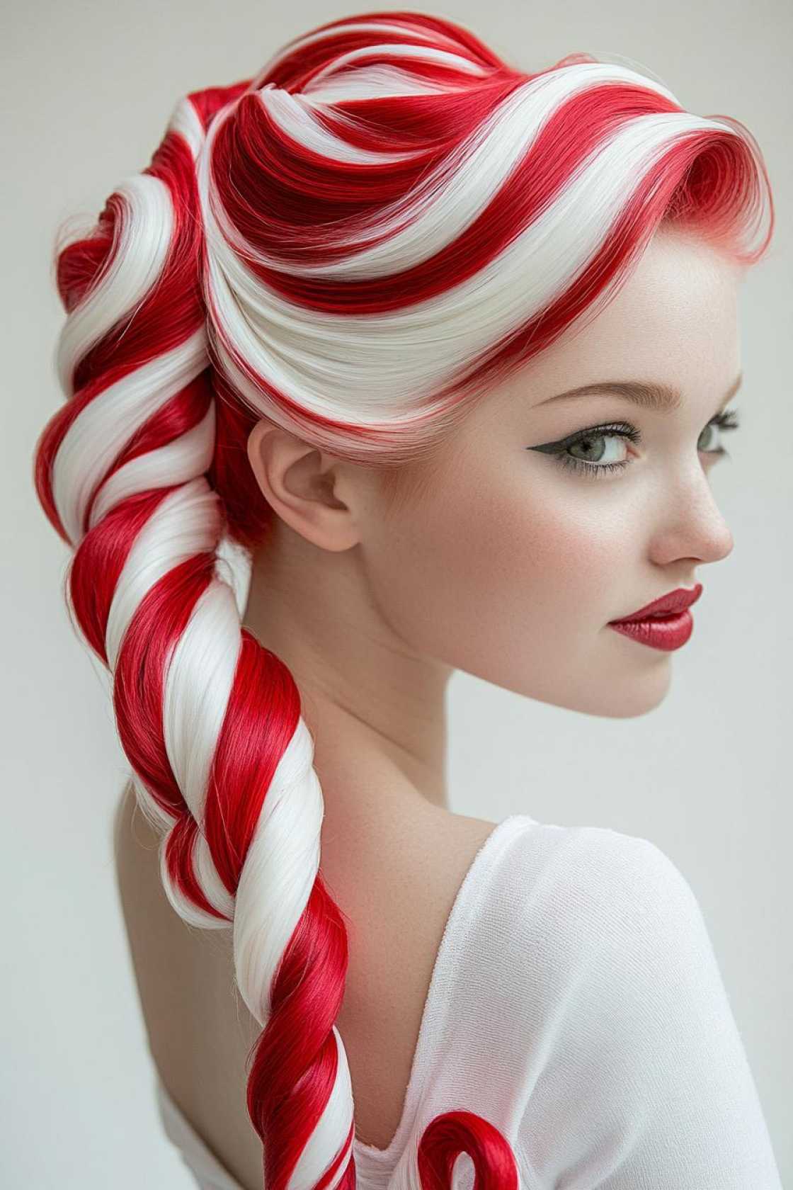 Dr. Seuss-Inspired: 11+ Whoville Hairstyles for a Fun & Whimsical Holiday Look - 4. The Candy Cane Twist