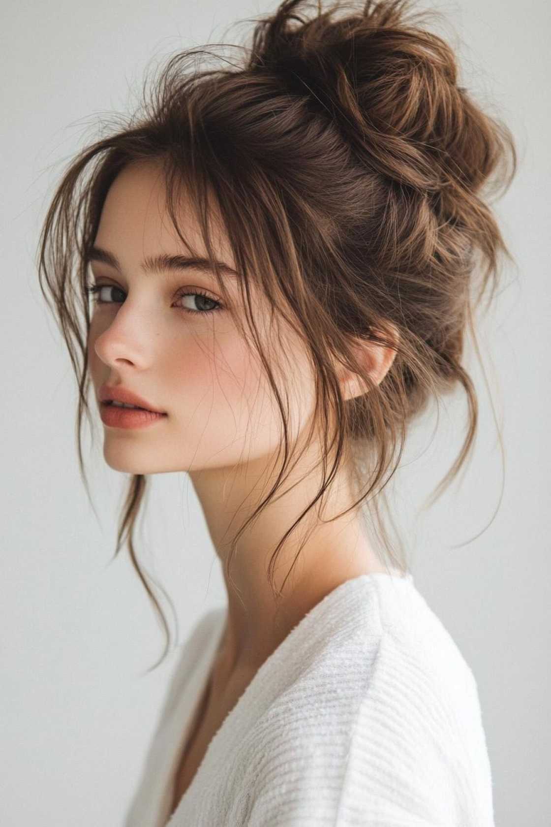 Effortless & Elegant: 12+ Long Hair Aesthetic Looks That Define Soft Beauty - Messy Bun Perfection