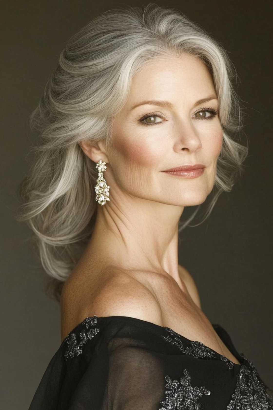 Timeless Grace: 12+ Holiday Hairstyles That Flatter Women Over 50 - 4. The Side-Swept Hairstyle