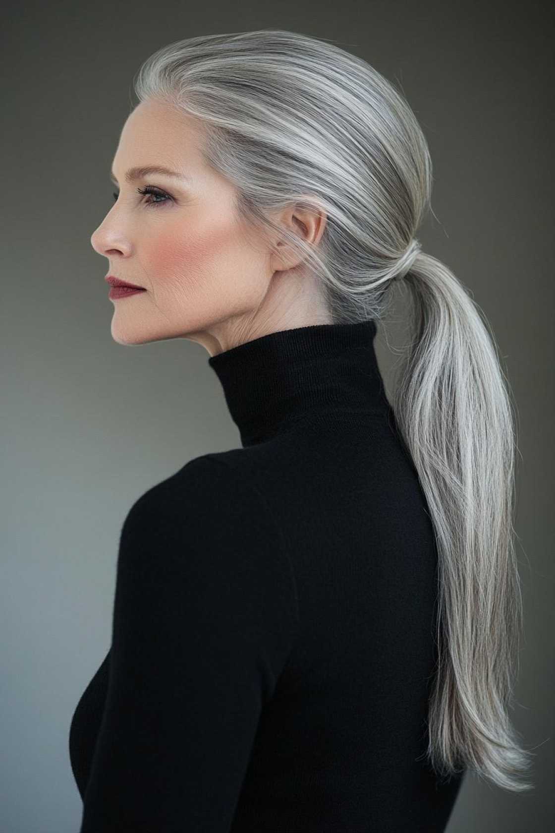 Timeless Grace: 12+ Holiday Hairstyles That Flatter Women Over 50 - 11. The Sleek Low Ponytail