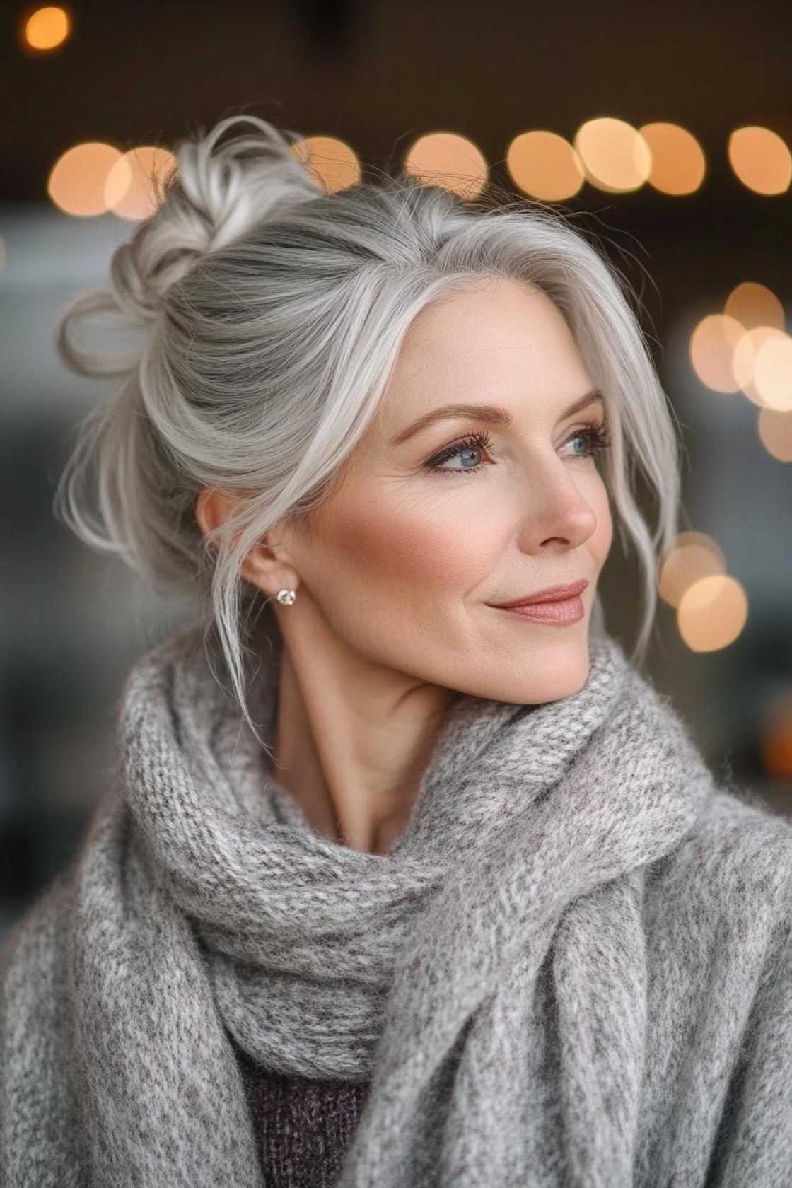 Timeless Grace: 12+ Holiday Hairstyles That Flatter Women Over 50 - 6. The Messy Bun with Flair