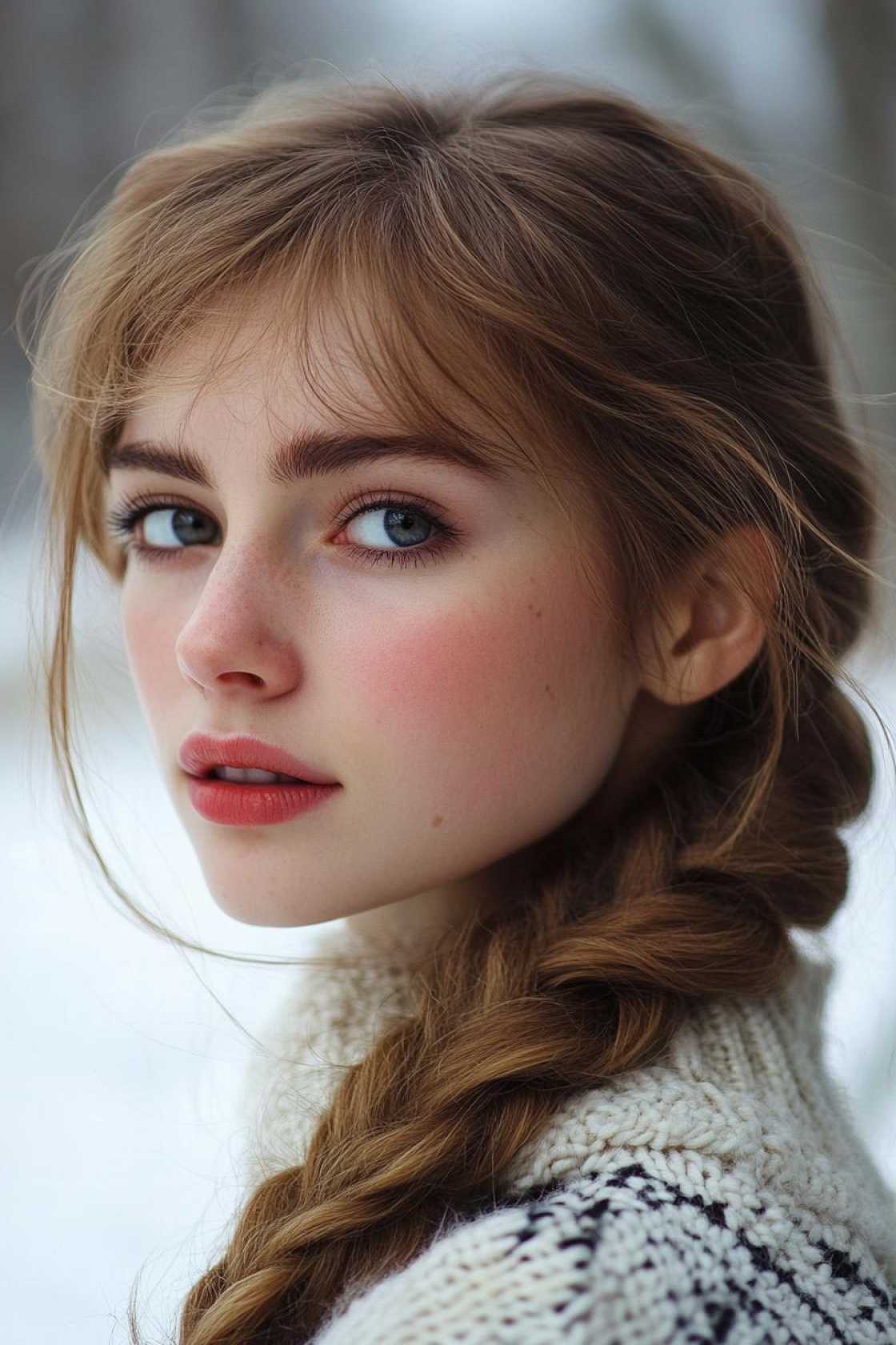 Warm Layers: 12+ Winter Hair Ideas for Round-Face Shapes - 4. Loose Braids with Face-Framing Tendri