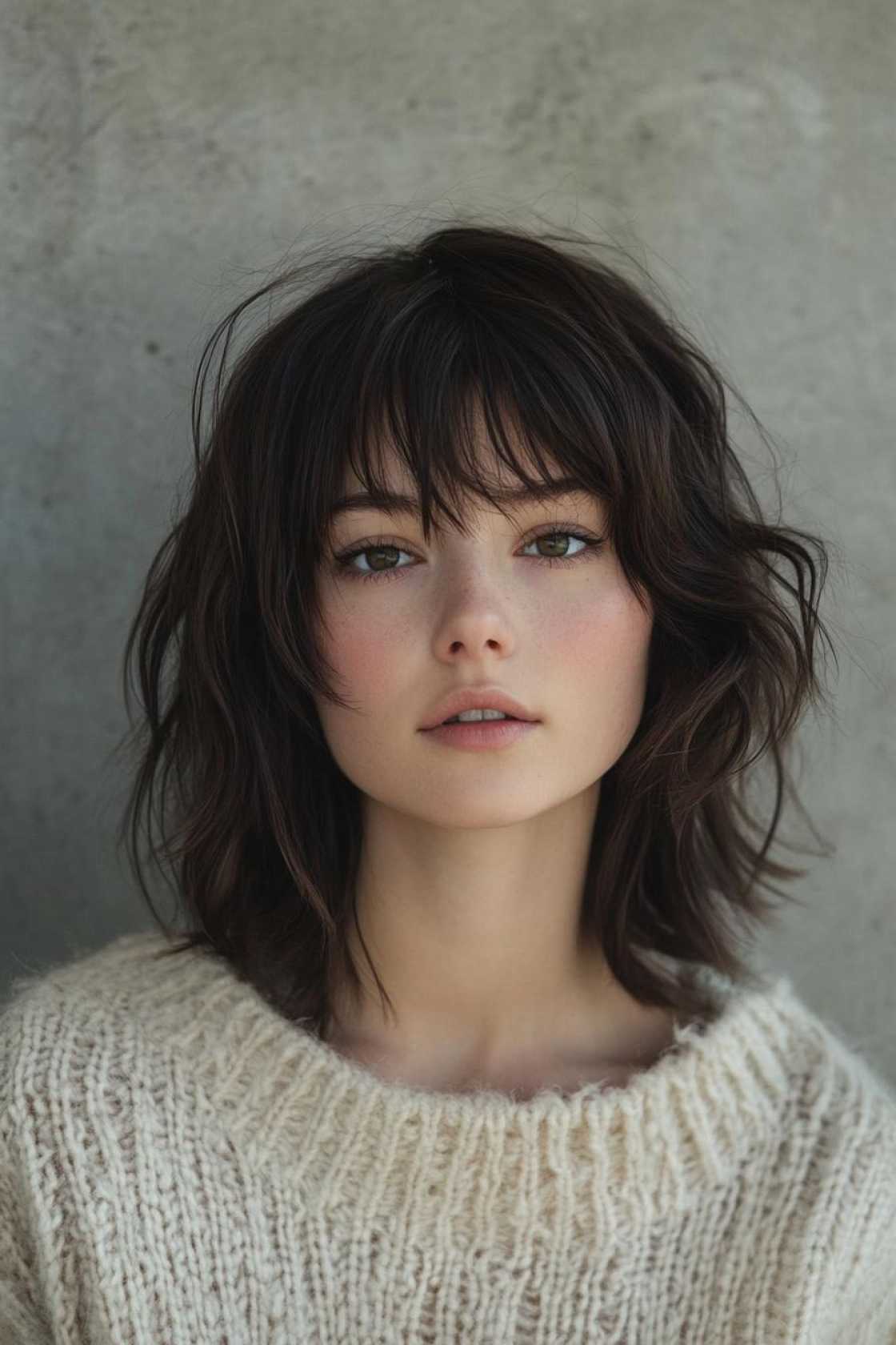 Warm Layers: 12+ Winter Hair Ideas for Round-Face Shapes - 2. The Shag Haircut