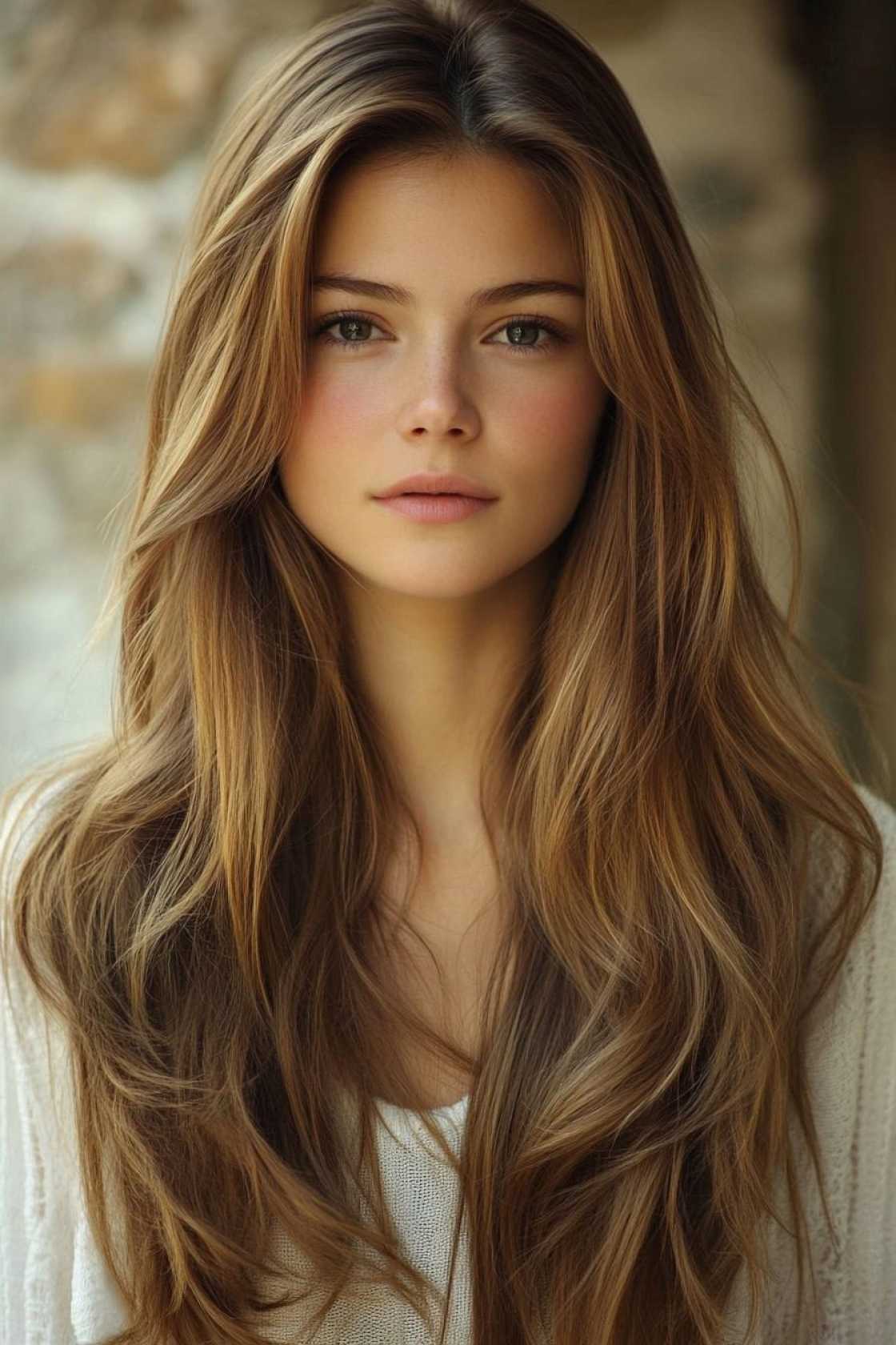 Warm Layers: 12+ Winter Hair Ideas for Round-Face Shapes - 11. Long Layers with a Center Part