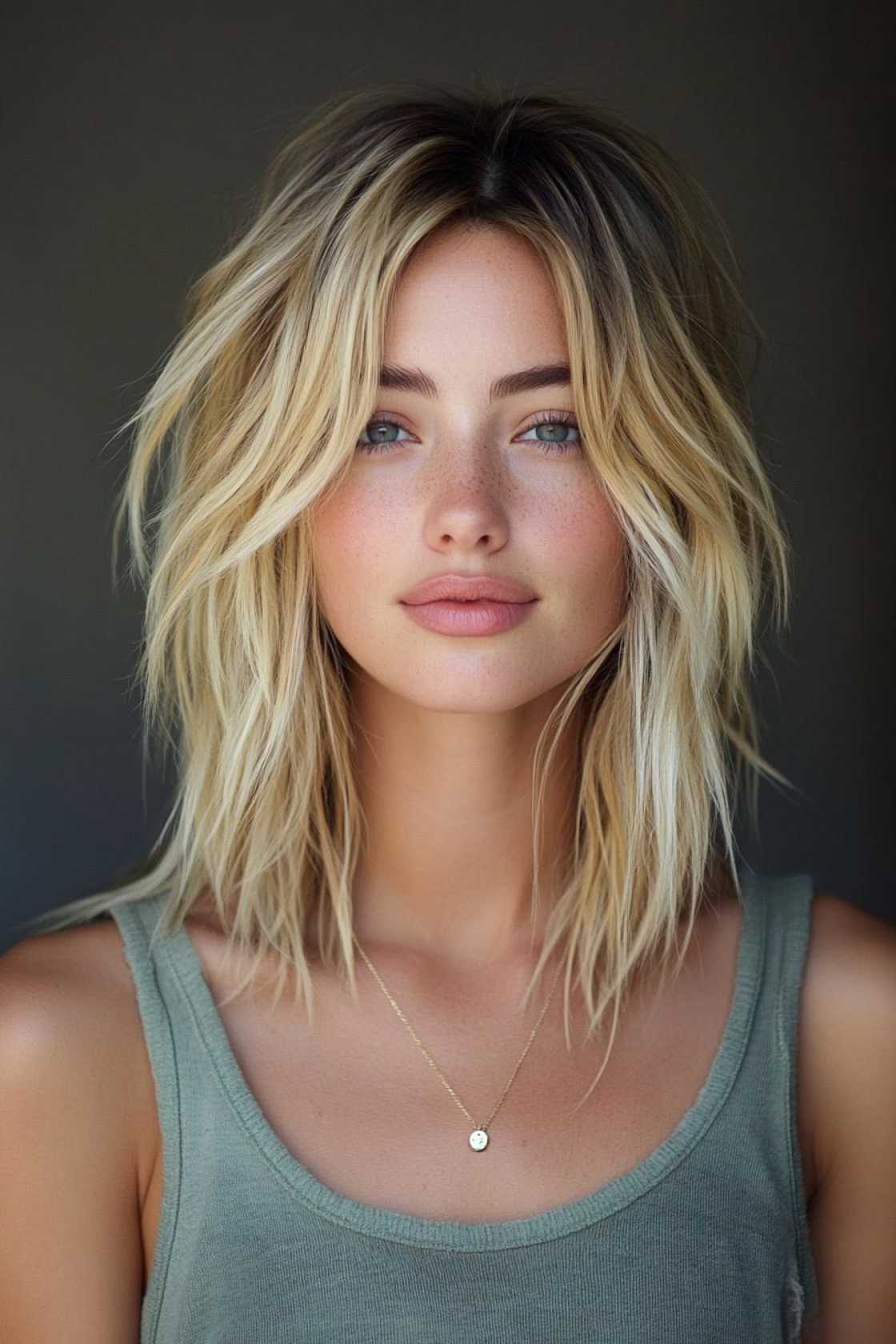 12+ Choppy Shoulder-Length Haircuts with Modern Texture and Flow - 12. The Textured Lob with Wispy Ends